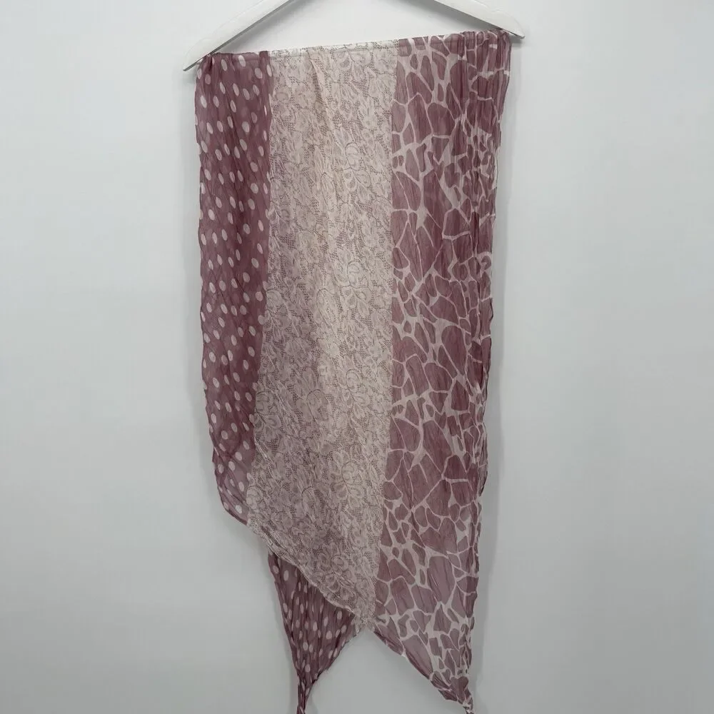Furla Polka Dot Silk Scarf Flowy Animal Print Lace Designer Accessory